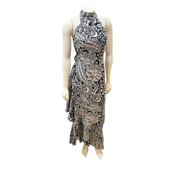 J.Crew Collection halter-tie cupro-blend dress in classic floral print Sz 16 - Picture 8 of 14